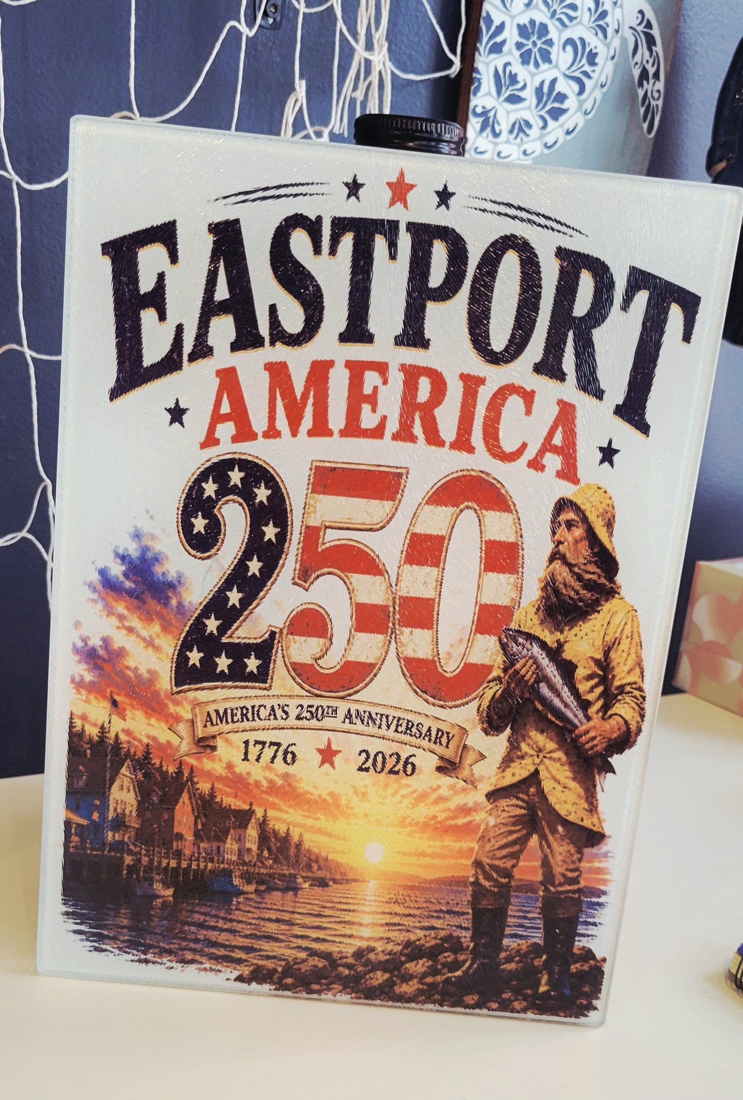 America's 250th (Eastport) Glass Cutting Board