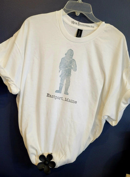 Eastport Maine Fisherman Lino Print T-Shirt