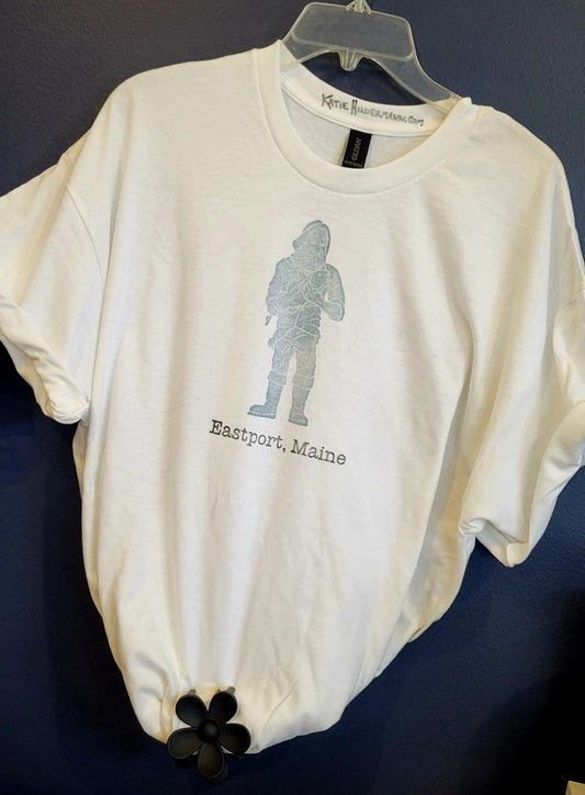 Eastport Maine Fisherman Lino Print T-Shirt