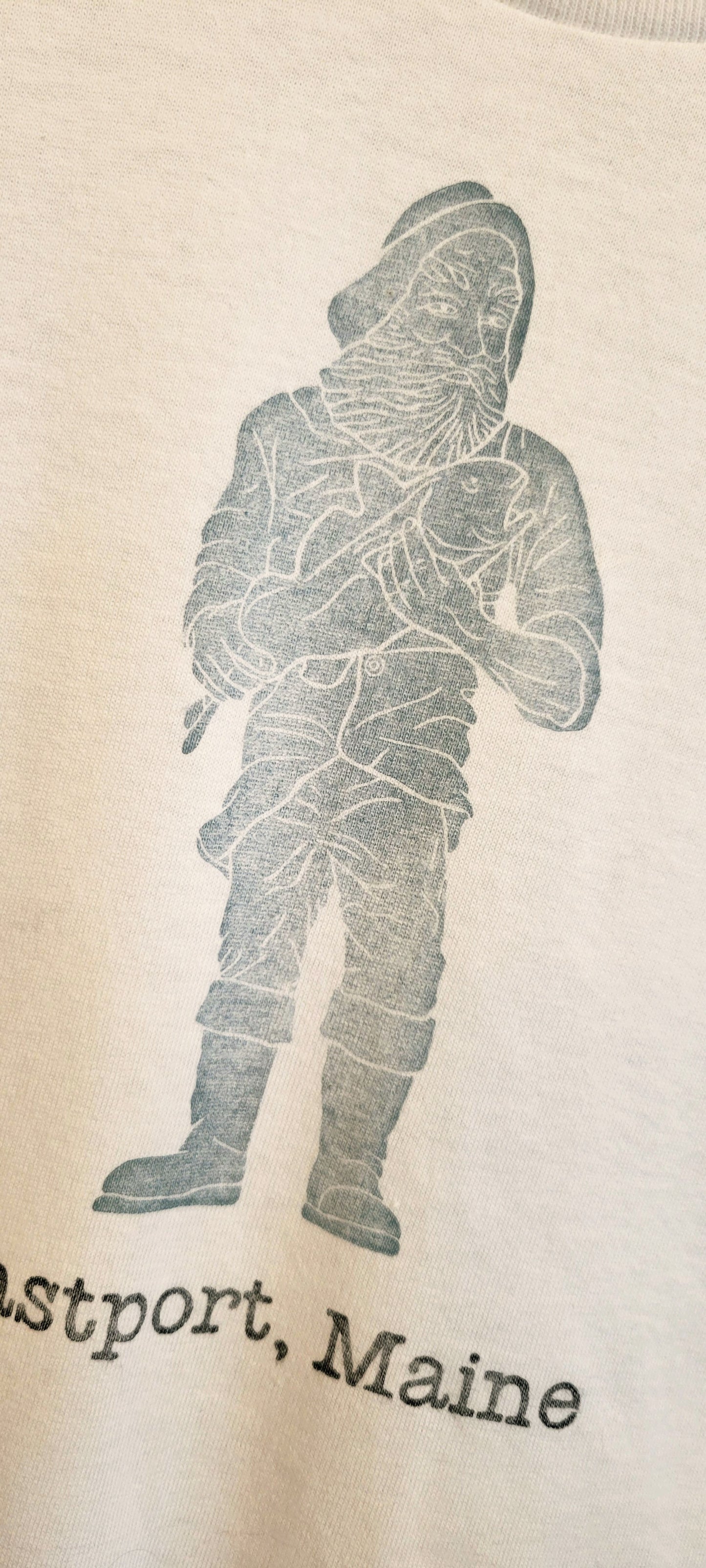 Eastport Maine Fisherman Lino Print T-Shirt