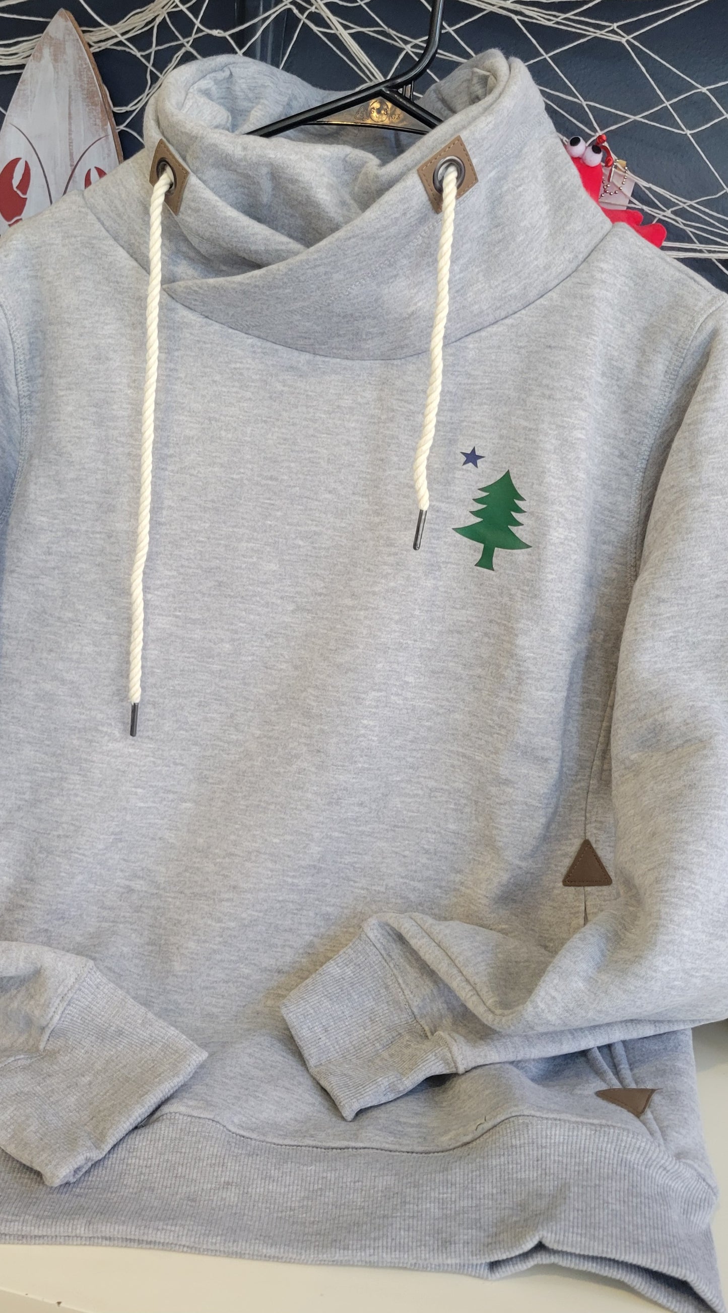 Pine Tree and Star Cowl Neck Sweatshirt