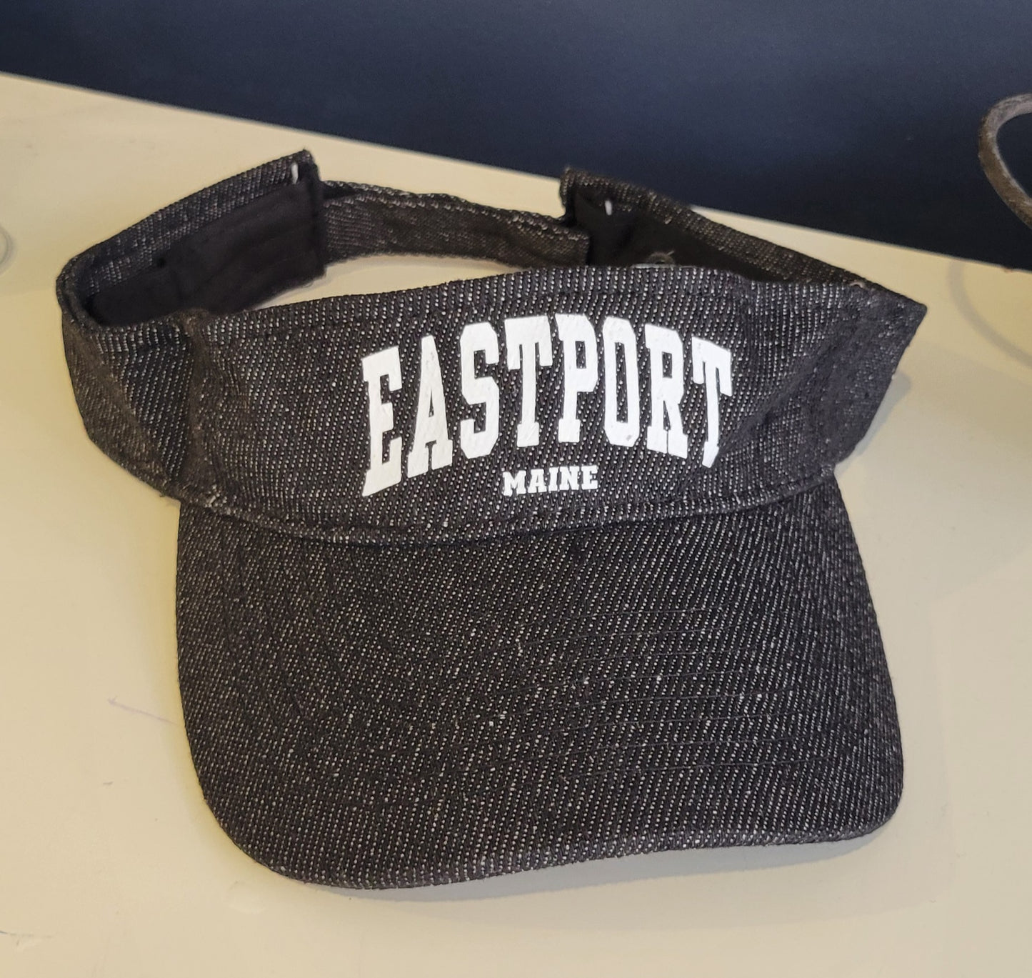 Eastport Maine Adjustable Denim Sun Visor