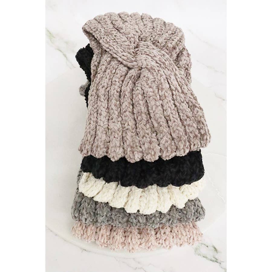 Fuzzy Knitted  Winter Headband