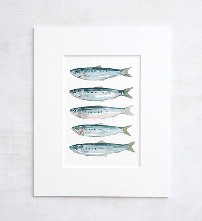 Sardines Fish Watercolor Art Print