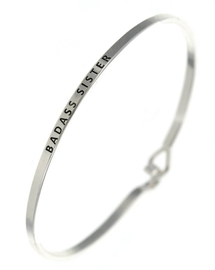 BADASS SISTER 3mm Inspired Message Engraved Bangle