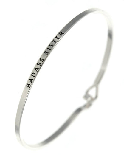 BADASS SISTER 3mm Inspired Message Engraved Bangle