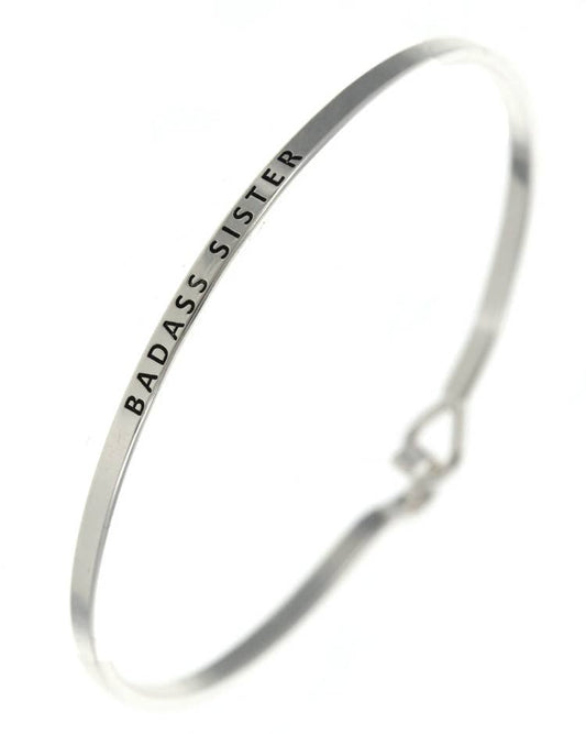 BADASS SISTER 3mm Inspired Message Engraved Bangle