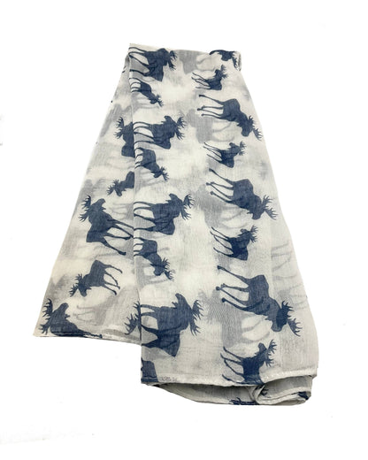 Moose Oblong Scarf  (Navy)