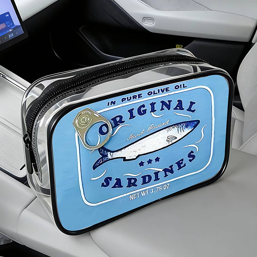 Sardine Can Print PVC Cosmetic Bag Clear Makeup bag