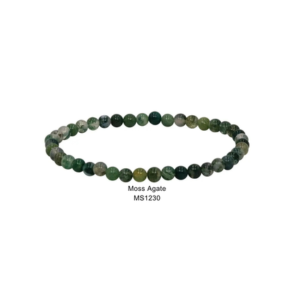 Mini Gemstone 4mm Beaded Stretch Bracelets