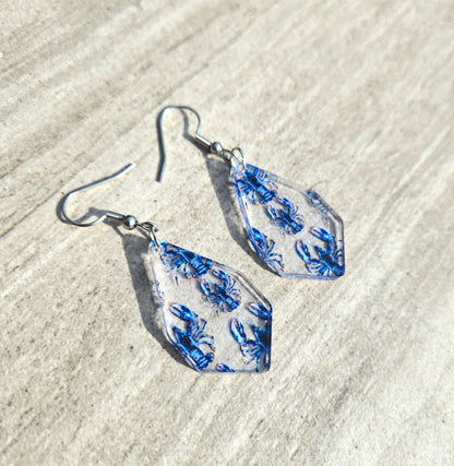 Blue Lobster Earrings