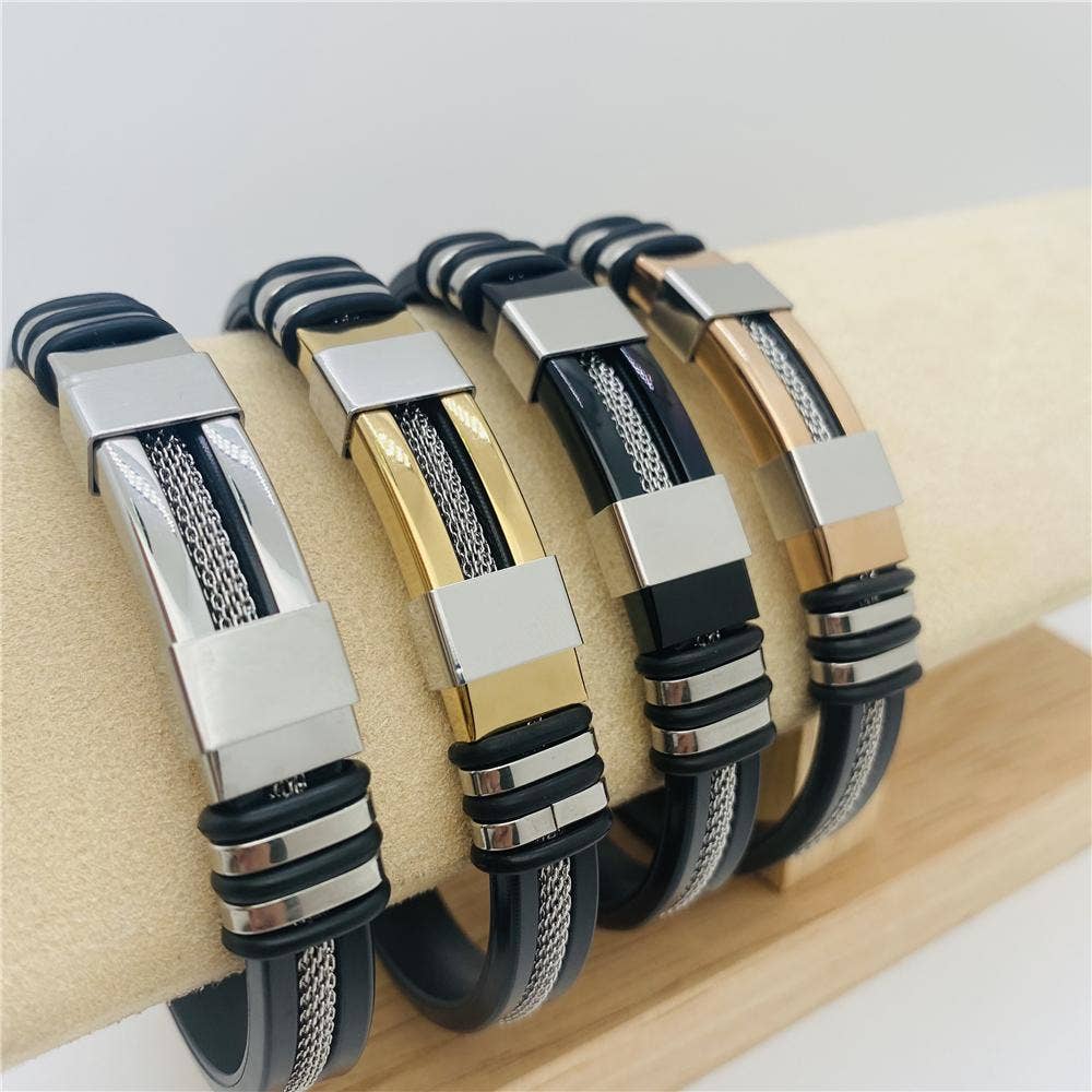 Men's Silicone Titanium Steel  Bracelet -