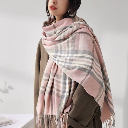 Plaid Faux Cashmere Scarf -