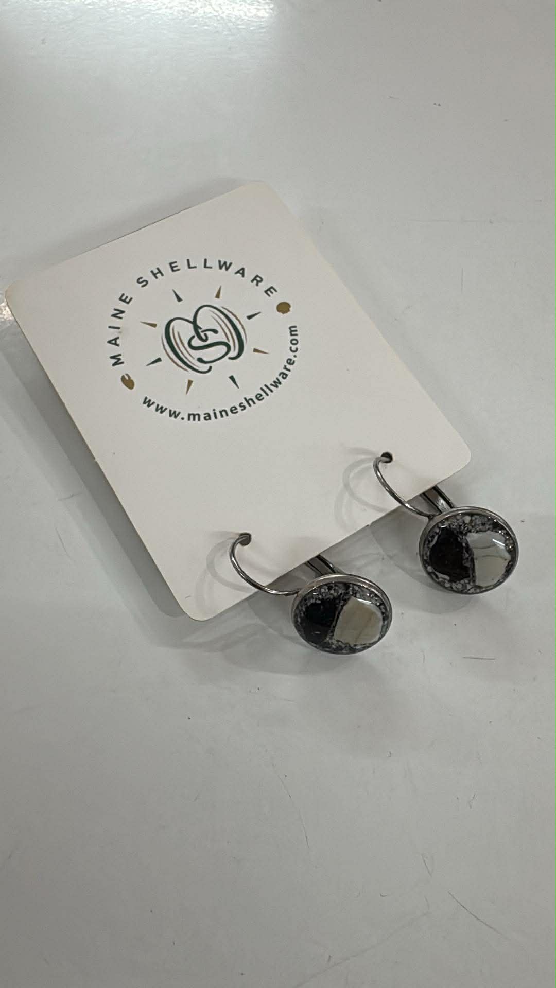 Maine Shellware Small Silver Lever Back Earrings