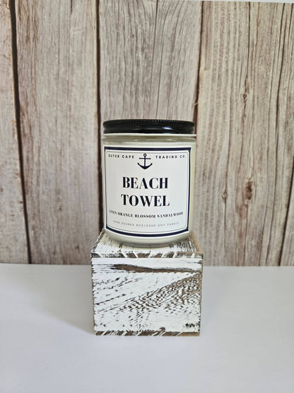 Beach Towel Soy Wax Crackling Wooden Wick Candle