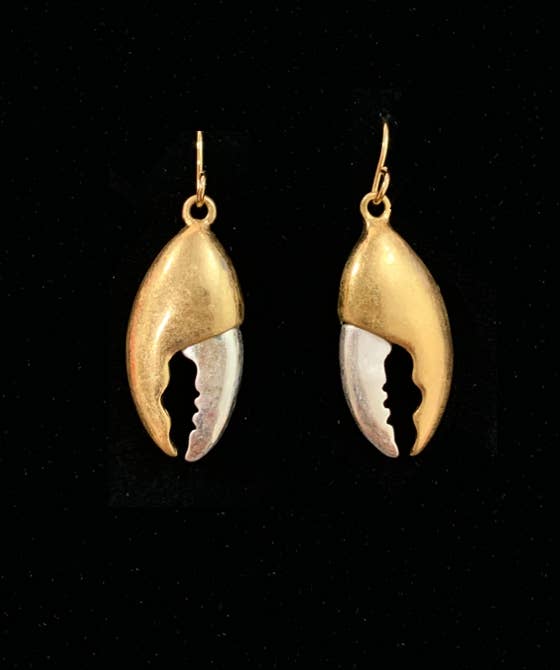 Silver Gold Claw Crab and Lobster Dangle Earrings