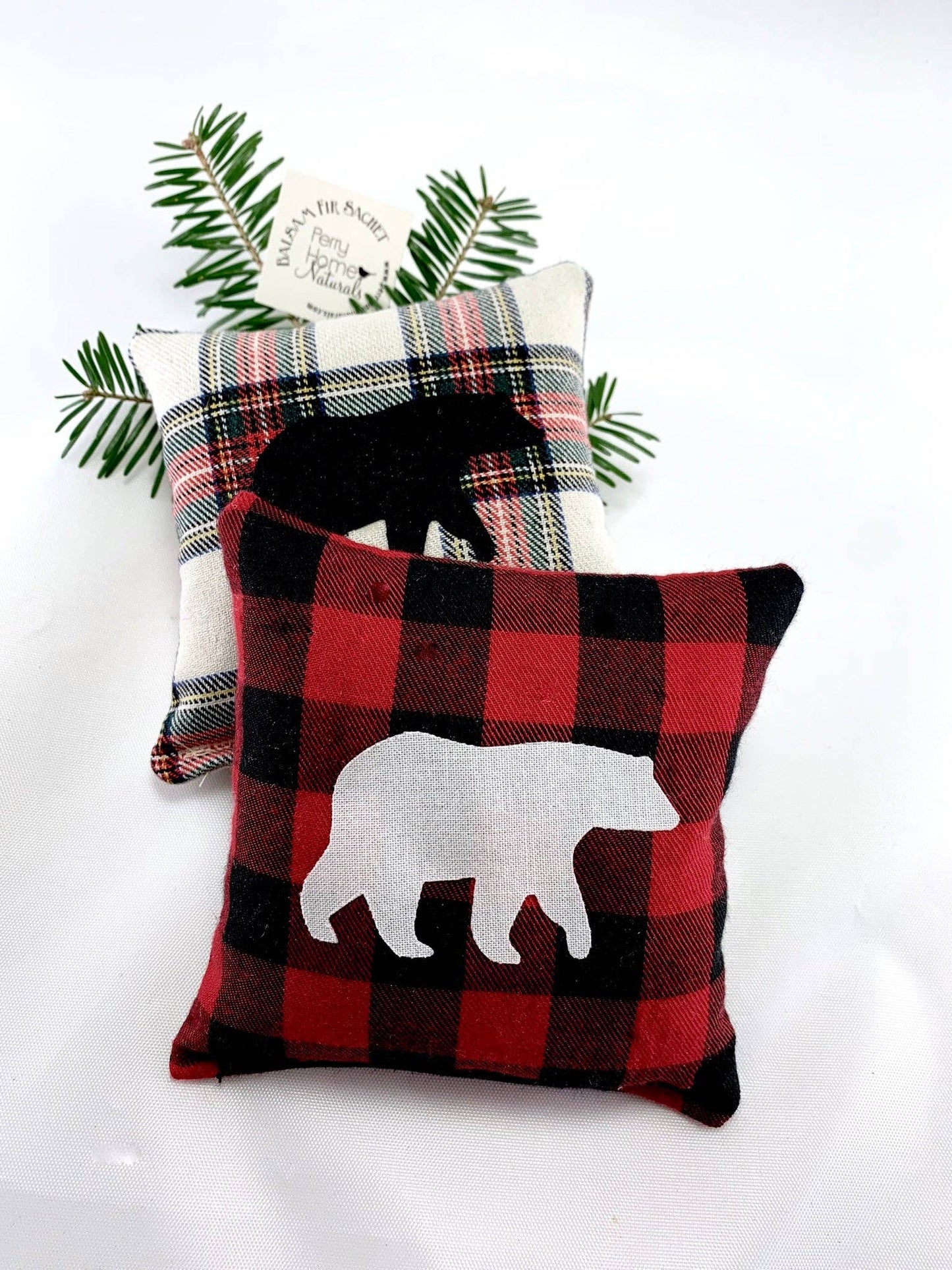 Balsam Fir Sachet - Red Black Check with White Applique