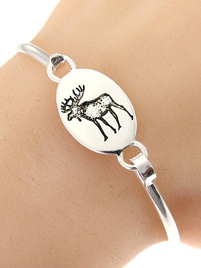 Moose Brass Hook Casting Bangle Bracelet