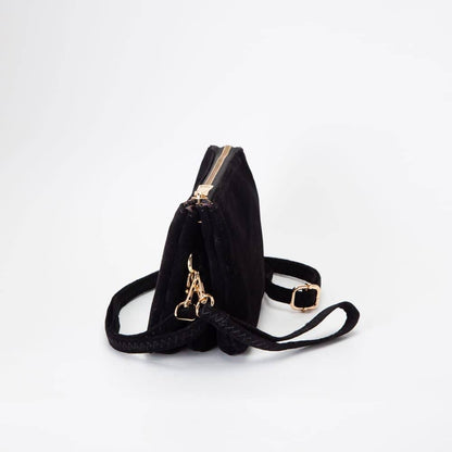 Stacey Faux Suede 3 compartments Crossbody Bag