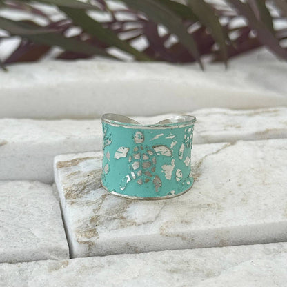 Handcrafted Mint Green Sea Turtle Patina Ring