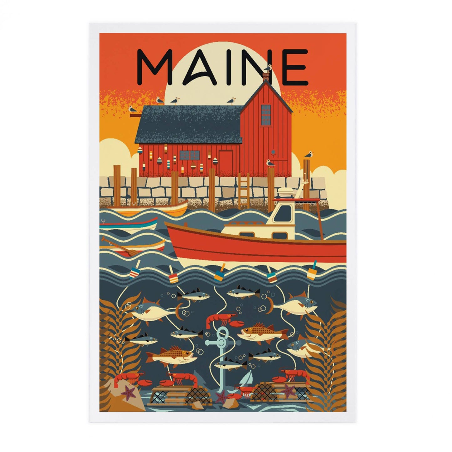 PREMIUM POSTCARDS Maine, Nautical Geometric