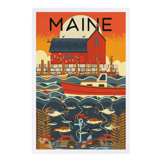 PREMIUM POSTCARDS Maine, Nautical Geometric