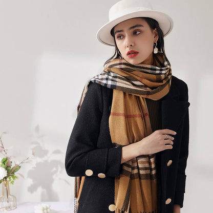 Plaid Faux Cashmere Scarf -
