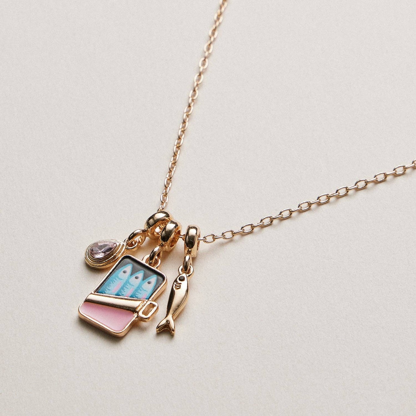 Fish Sardine Can  Charm Necklace