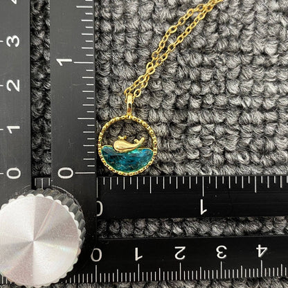 Whales At Sea Gold-plated Charm Pendant Necklace