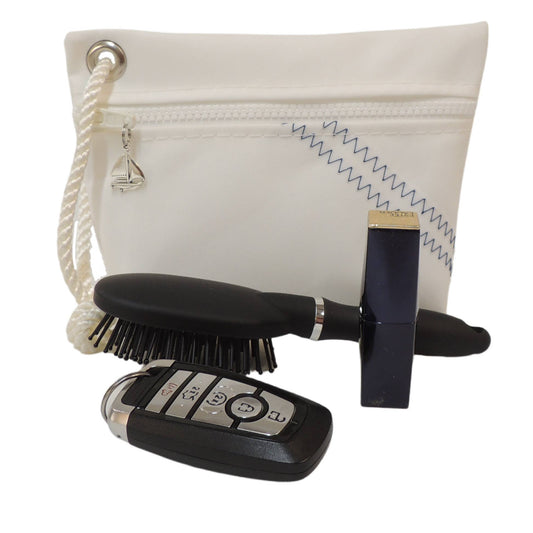 White Sailcloth wristlet