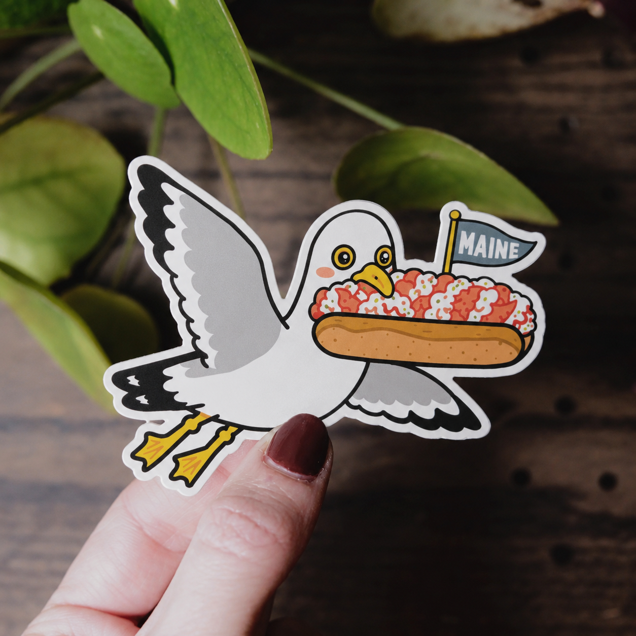 Lobster Roll Thief Vinyl Seagull Sticker | Funny Design