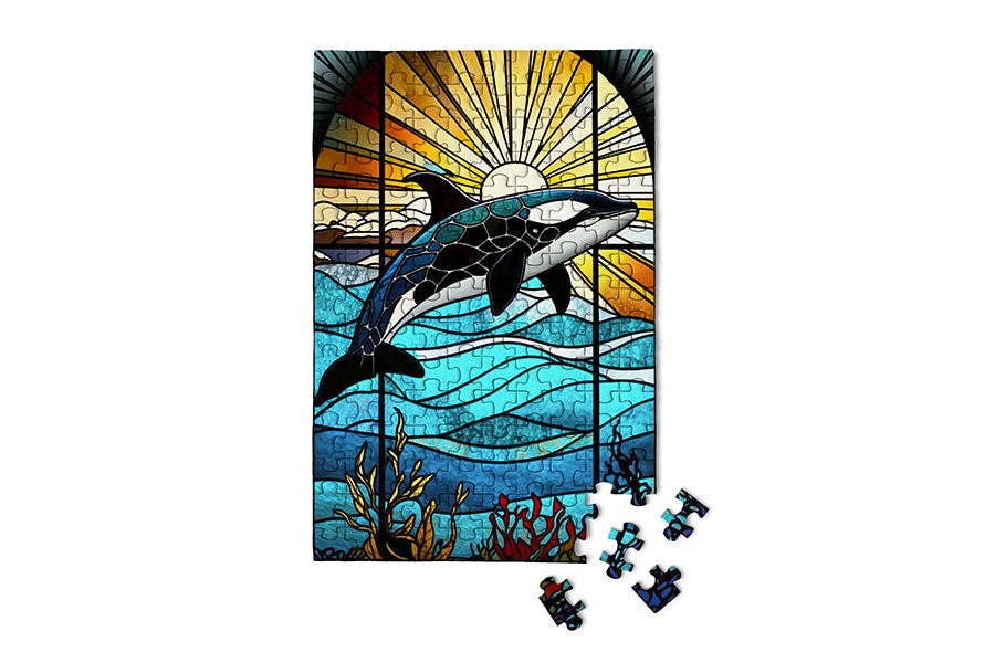 Stained Glass Orca - Marine Life