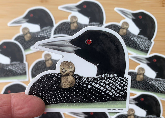 Loon & Chick Die Cut Vinyl Sticker
