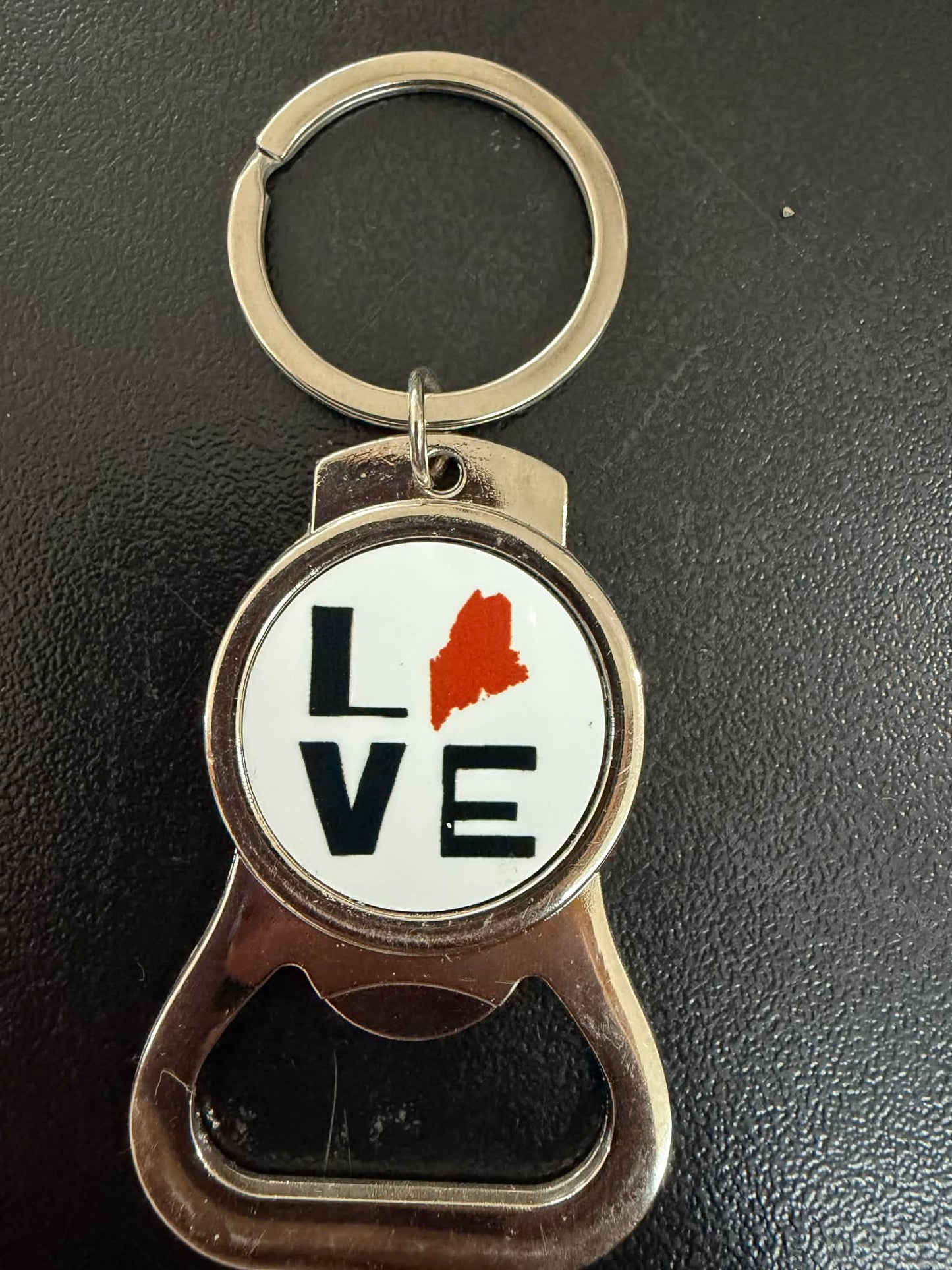 Maine themed keychain with bottle opener