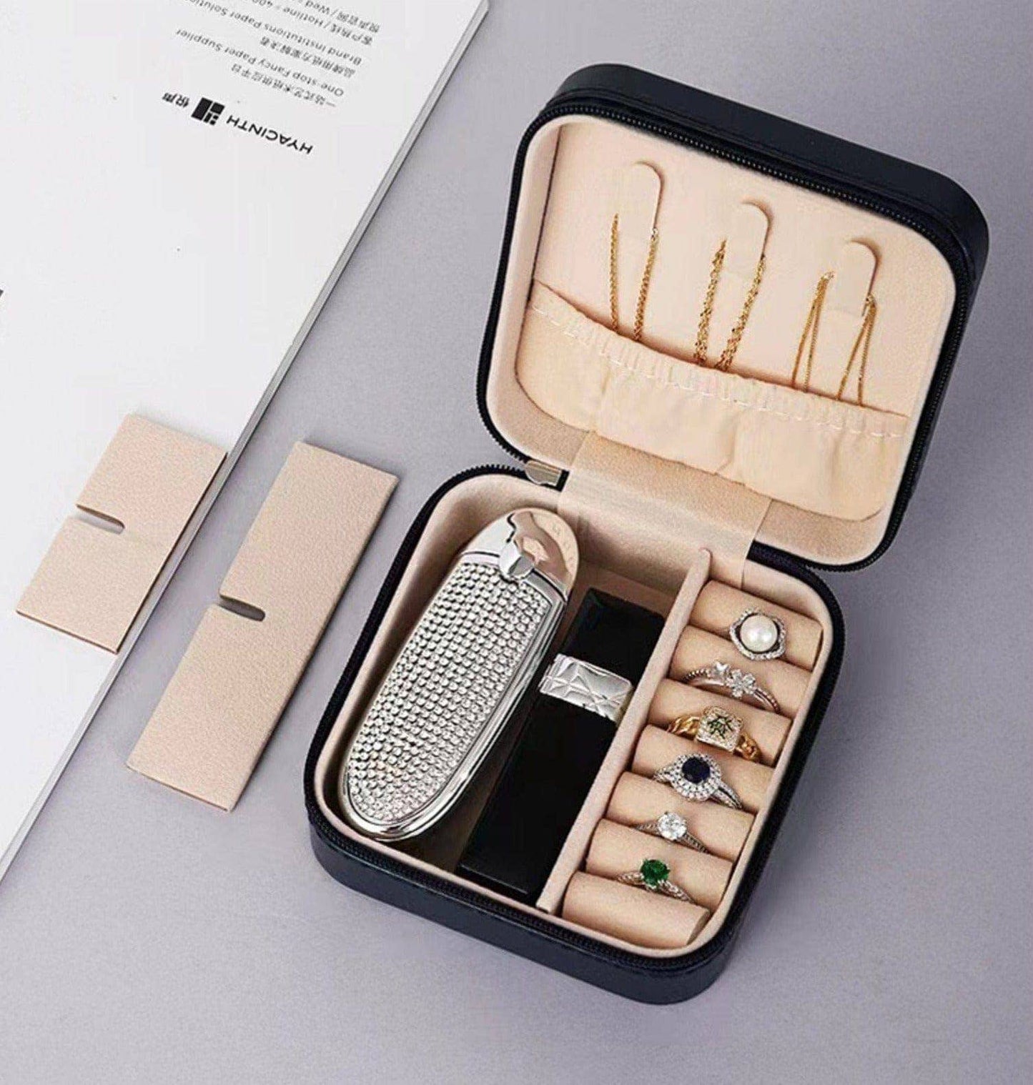 Zip Around Square Jewelry Organizer Box