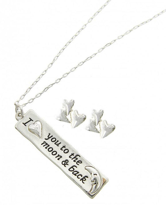 I LOVE YOU TO THE MOON & BACK Necklace Set