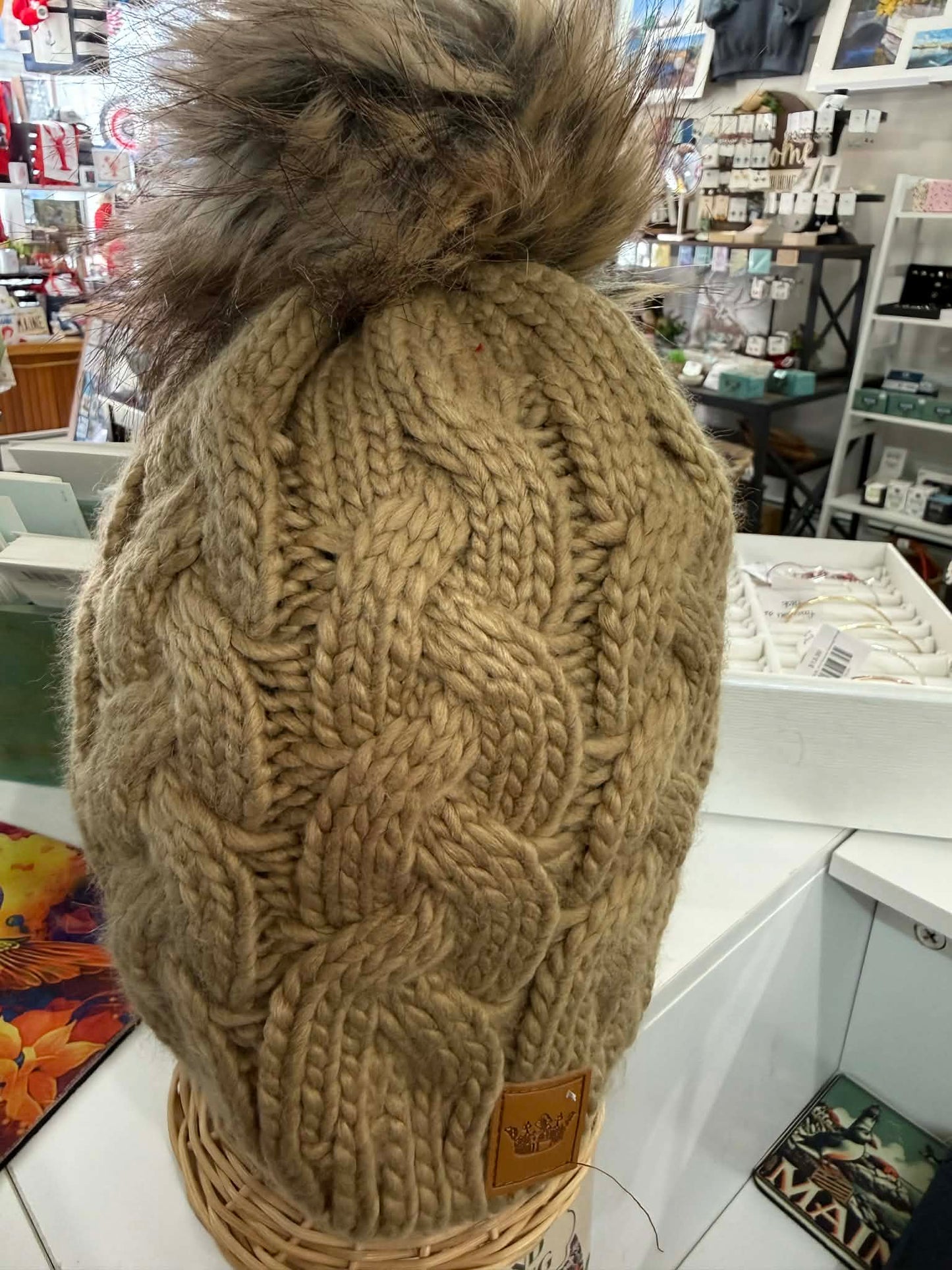 Winter Beanie with Faux Fur Pom