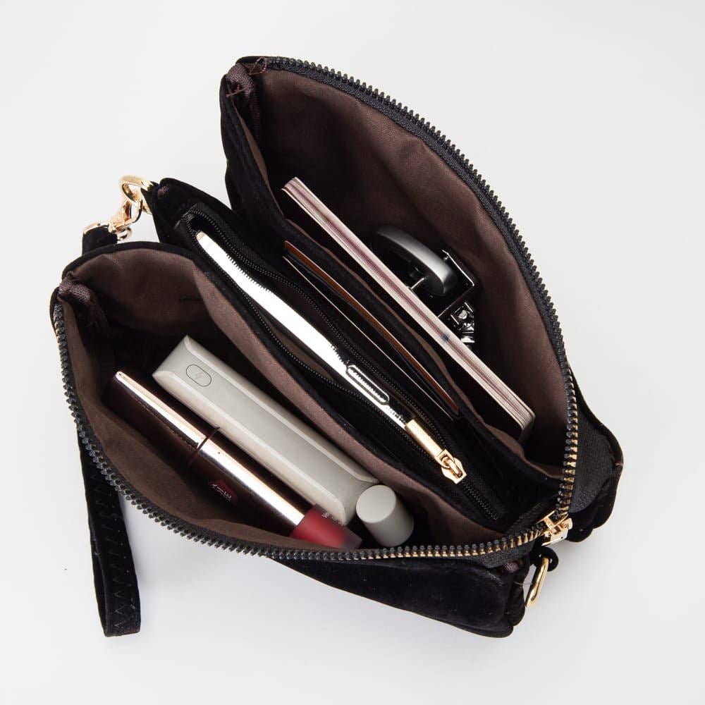 Stacey Faux Suede 3 compartments Crossbody Bag