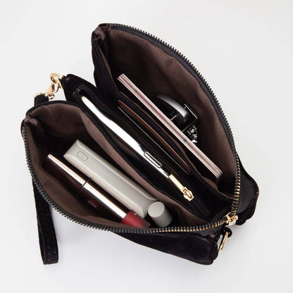Stacey Faux Suede 3 compartments Crossbody Bag