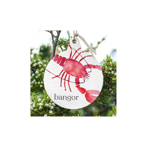 Bangor Watercolor Lobster Bulb Ornament
