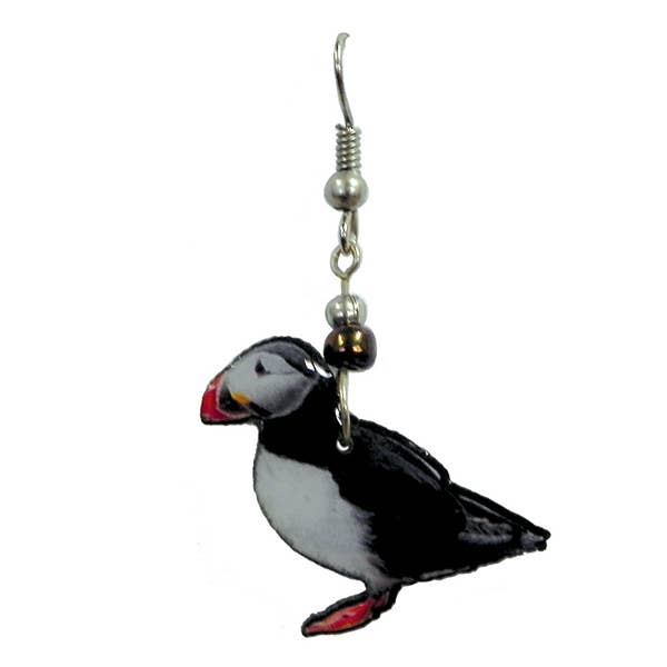 Acrylic Puffin Bird Arctic Animal Dangle Earrings