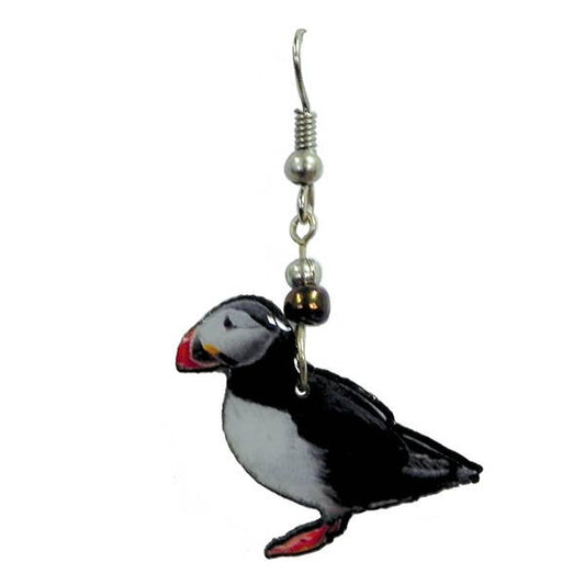 Acrylic Puffin Bird Arctic Animal Dangle Earrings