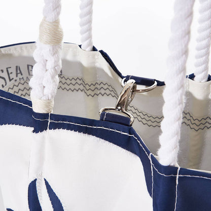White on Navy Sand Dollar Handbag