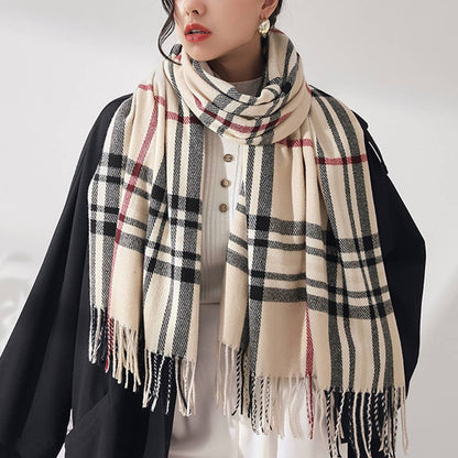 Plaid Faux Cashmere Scarf -