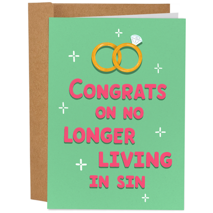 No Longer Living In Sin - Funny Wedding Card