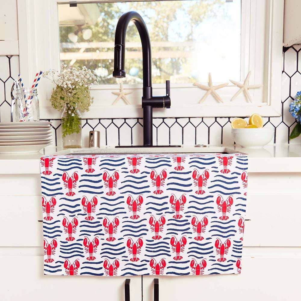 Lobster Waves Cotton Kitchen Towels