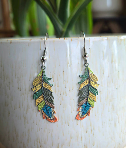 Colorful Peacock Feather Earrings