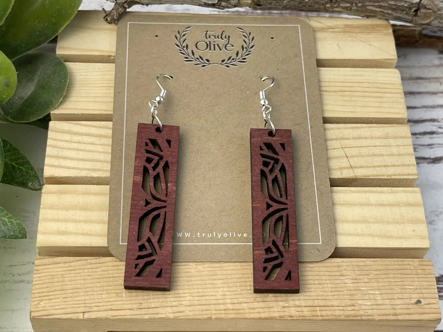 Wooden Mandala Drop Earrings