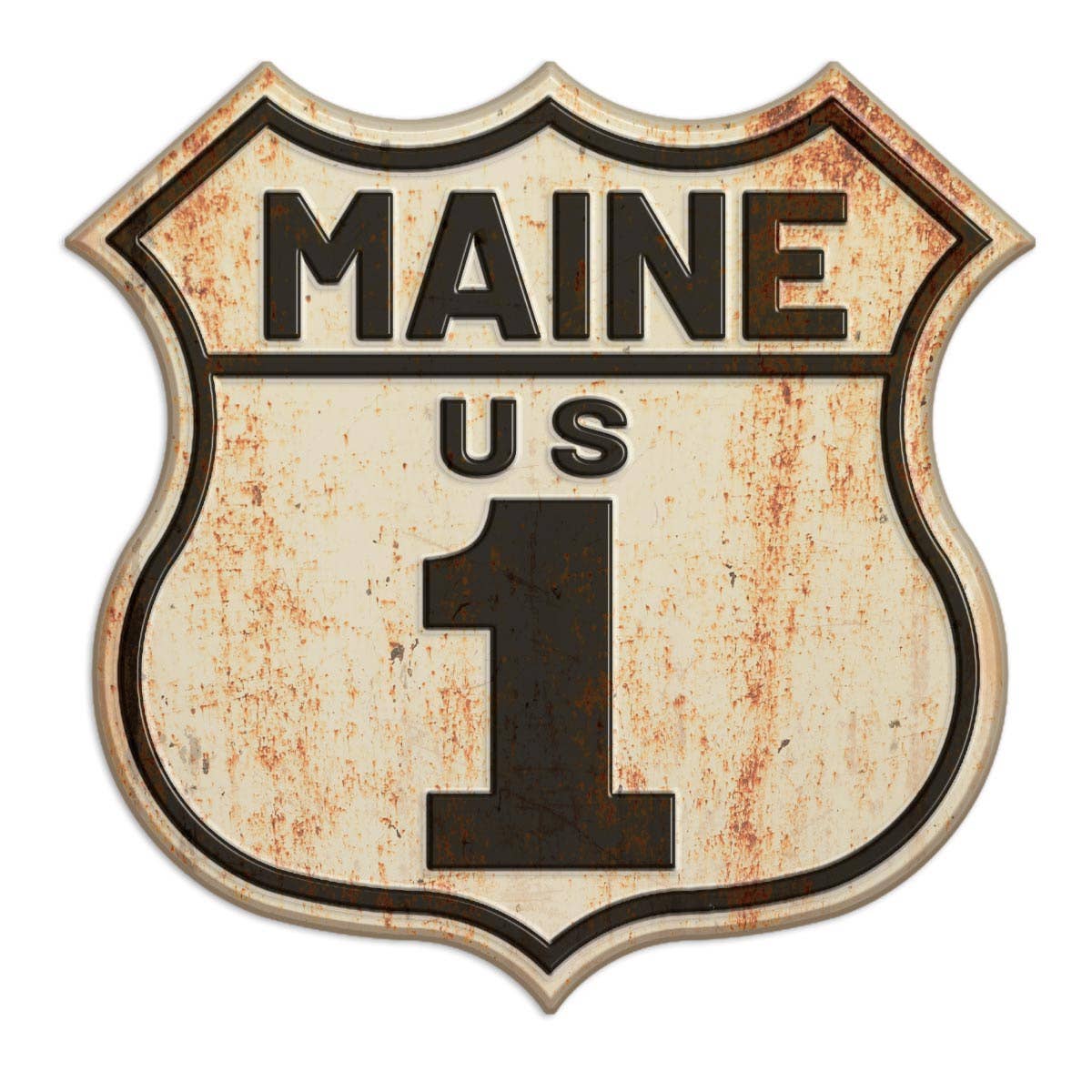 Maine US 1 Distressed Road Sign Mini Sticker