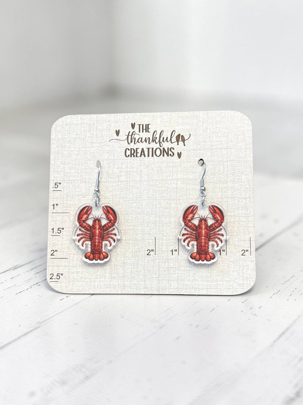 Lobster Earrings, Coastal Acrylic Dangle Jewelry